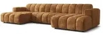 Masseno Wohnlandschaft, Hellbraun, Holz, 5-Sitzer, U-Form, 398x85x165 cm, Wohnzimmer,