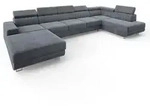 Masseno Wohnlandschaft, Grau, Holz, 6-Sitzer, U-Form, 412x88x190 cm, Wohnzimmer,
