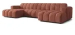 Masseno Wohnlandschaft, Orange, Holz, 5-Sitzer, U-Form, 398x85x165 cm, Wohnzimmer,