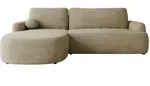 Mirjan24 Ecksofa, Ecru, Kunststoff, 5-Sitzer, Ottomane links,L-Form, 250x174 cm,