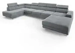 Masseno Wohnlandschaft, Hellgrau, Holz, 6-Sitzer, U-Form, 412x88x190 cm, Wohnzimmer,
