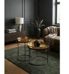 Kadima Design Beistelltisch, Gold, Metall, Rund,Rund, Stativgestell, 38x45x38 cm,
