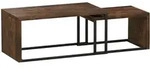 Okwish Couchtisch-Set, Braun, Holz, 48x42x90 cm, Wohnzimmer, Wohnzimmertische,