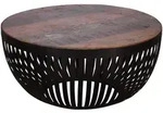 Kadima Design Couchtisch, Braun, Holz, Echtholz,Mangoholz, Rund,Rund, Gittergestell,