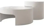 Mirjan24 Couchtisch-Set, Wei&szlig;, Metall, Rund, 76x32x76 cm, Wohnzimmer,