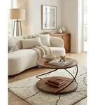 Kadima Design Couchtisch, Braun, Metall, Echtholz,Sheesham, Rund,Rund, Gittergestell,
