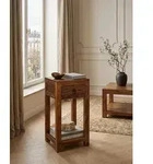 Kadima Design Beistelltisch, Braun, Holz, Echtholz, 1 Schubladen,