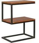 Kadima Design Beistelltisch, Braun, Metall, Echtholz, Dreieckig,Konisch,
