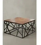 Kadima Design Couchtisch, Braun, Metall, Echtholz,Sheesham, Quadratisch,Quadratisch,