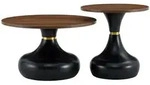 Okwish Couchtisch-Set, Walnuss, Metall, 70x42x70 cm, Wohnzimmer,...