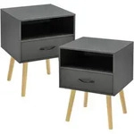 [en.casa] Beistelltisch-Set, Dunkelgrau, Holz, 1 Schubladen, 42x57x40 cm,...