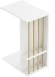 [en.casa] Beistelltisch, Wei&szlig;, Holzwerkstoff, Rechteckig, Rollen, 44x65x29 cm,