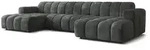 Masseno Wohnlandschaft, Grau, Holz, 5-Sitzer, U-Form, 398x85x165 cm, Wohnzimmer,