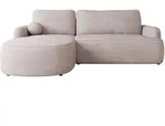 Mirjan24 Ecksofa, Hellrosa, Kunststoff, 5-Sitzer, Ottomane links,L-Form, 250x174 cm,