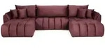 WFL Group Ecksofa, Bordeaux, Textil, 4-Sitzer, L-Form, 382x184 cm, Wohnzimmer, Sofas