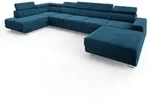 Masseno Wohnlandschaft, Blau, Holz, 6-Sitzer, U-Form, 412x88x190 cm, Wohnzimmer,