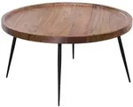 Kadima Design Couchtisch, Braun, Metall, Echtholz,Sheesham, Rund,Rund, Stativgestell,