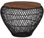 Kadima Design Couchtisch, Schwarz, Metall, Echtholz,Mangoholz, Rund,Rund,