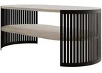 Mirjan24 Couchtisch, Schwarz, Taupe, Metall, Oval,Oval, 50x40x100 cm, Wohnzimmer,