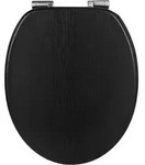 Woltu WC, Schwarz, Holzwerkstoff, Oval, 37x2.5x43 cm, Badezimmer, WC...