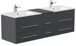 Mid.you Waschtischkombi, Graphit, Metall, 6 Schublade(n) Schubladen, 153 cm,