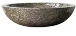 Tikamoon Waschbecken, Grau, Stein, Rund, 43x12x43 cm, Badezimmer, Waschbecken &