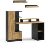 Vicco Schreibtisch, Anthrazit, Eiche, Holzwerkstoff, 150x120x59 cm, Arbeitszimmer,