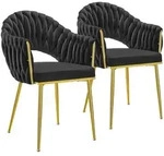 tectake Esszimmerstuhl, Schwarz, Gold, Kunststoff, 55x84x57 cm, Esszimmer,...
