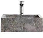 Tikamoon Waschbecken, Grau, Stein, 41x14x41 cm, Badezimmer, Waschbecken &...