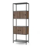 Jan Nowak Regal, Anthrazit, Nussbaum, Metall, 80x220x40 cm, Arbeitszimmer,