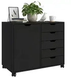 Relaxdays Rollcontainer, Schwarz, Holzwerkstoff, Metall, Kunststoff, 78x65x40 cm,