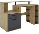 Mid.you Schreibtisch, Anthrazit, Eiche Artisan, Holzwerkstoff, 1 Schublade(n)