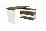 Mid.you Eckschreibtisch, Walnuss, Glas, Holzwerkstoff, 2 Schublade(n) Schubladen,