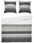 Janine Bettw&auml;sche Davos, Grau, Wei&szlig;, Beige, Textil, Streifen, 200x220 cm, Textiles