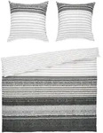 Janine Bettw&auml;sche Davos, Hellgrau, Dunkelgrau, Textil, Streifen, 200x200 cm,