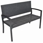 Gardenson 2-Sitzer-Bank, Schwarz, Metall, Kunststoff, 60x87x116 cm, mit R&uuml;ckenlehne,