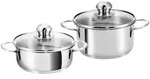 Kopf Topfset, Edelstahl, Metall, Rund, w&auml;rmeisolierter Griff, Kochen, T&ouml;pfe,