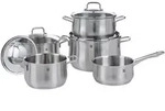 WMF Kochtopfset Brillant, Edelstahl, Metall, 5-teilig, 16 cm,20 cm, 2 L,3,7 L,6,5 L,3