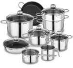 Karcher Topfset, Edelstahl, Metall, Rund, breiter Sch&uuml;ttrand, Kochen, T&ouml;pfe,