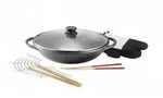Kopf Wok, Schwarz, Metall, Rund, antihaftbeschichtet, Kochen, Pfannen, Woks