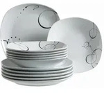 M&auml;ser Tafelservice Chanson, Schwarz, Wei&szlig;, Keramik, 12-teilig, Essen & Trinken,
