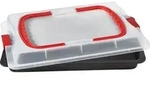 Dr.Oetker Backblech Bake and Go, Rot, Schwarz, Transparent, Metall, Kunststoff,