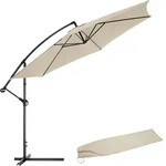 tectake Sonnenschirm, Beige, Textil, Rund, 350x350 cm, Sonnen- & Sichtschutz,