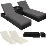 tectake Sonnenliegen, Schwarz, Kunststoff, 60x21x184 cm, Gartenm&ouml;bel, Gartenliegen