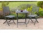 Gardenson Balkonset, Graphit, Metall, 3-teilig, Tisch klappbar, Stuhl klappbar,