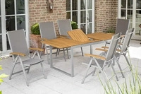 Gardenson GARTENTISCHGRUPPE Grau, Silber, Akazie 90x74x150 cm
