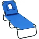 Outsunny Sonnenliege,, Blau, Metall, 56x28x190 cm, Gartenm&ouml;bel, Gartenliegen