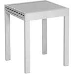 Gardenson Gartentisch, Silber, Metall, Glas, quadratisch, 65x75x65 cm, ausziehbar,