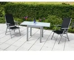 Gardenson Gartentisch, Silber, Metall, Glas, rechteckig, 130x65x65 cm, ausziehbar,