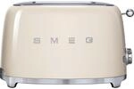 Smeg Toaster 50s Style, Chrom, Creme, Metall, 31x19.8x19.5 cm, Bagel-Funktion,
